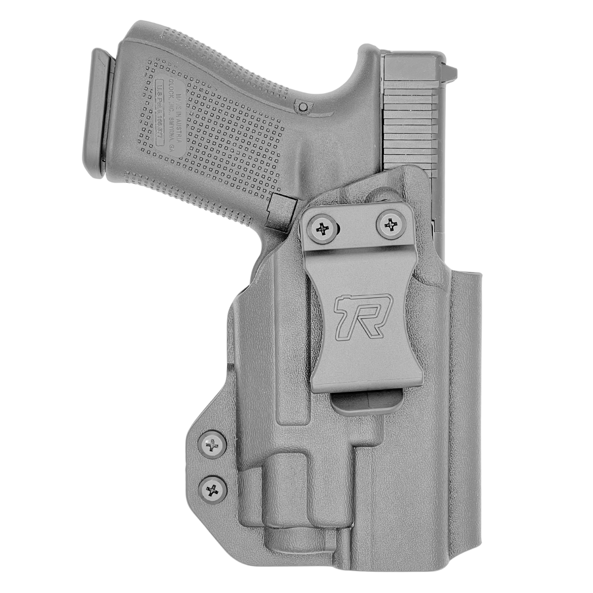 IWB Holster fits: Glock 17 19 19X 26 31 32 33 34 45 47 49 TLR8 - Black Front