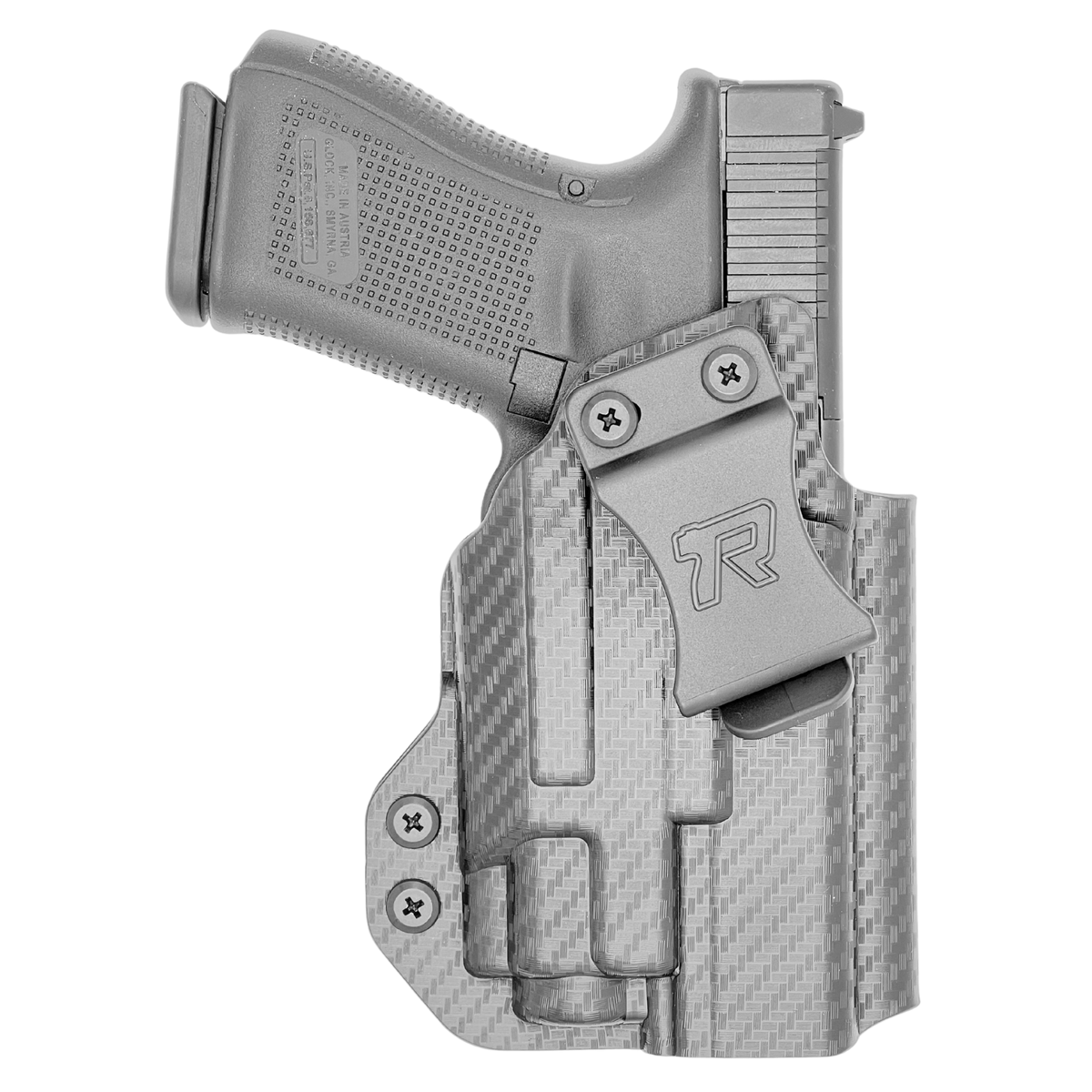 IWB Holster fits: Glock 17 19 19X 26 31 32 33 34 45 47 49 TLR8 - Carbon Fiber Front