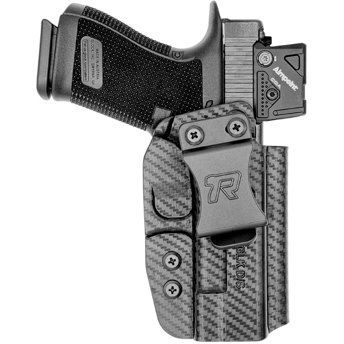 IWB Holster fits: Glock 19 19X 32 45 - Right Hand Carbon Fiber Front