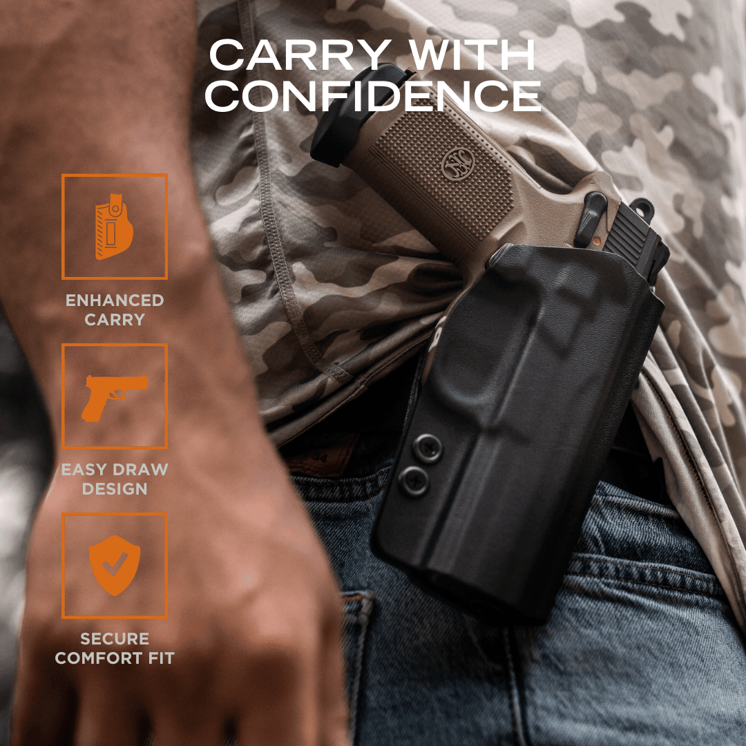 Rounded OWB Paddle Holster - Outside Waistband Carry, American Made, Concealment Express, Carbon Fiber Black Kydex, Optics Ready, Fits: - Rounded by Concealment Express