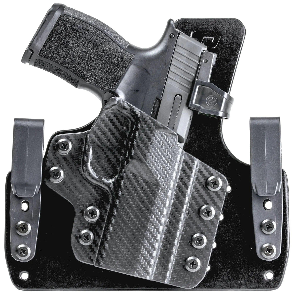 Sig Sauer P365 Leather Hybrid Holster (Wide) - Right Hand Carbon Fiber Front