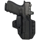 Canik TP9SF Leather Hybrid Holster - Right Hand Carbon Fiber Front