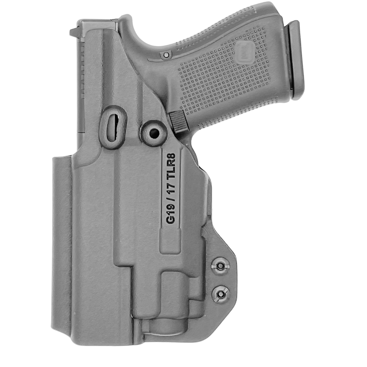 IWB Holster fits: Glock 17 19 19X 26 31 32 33 34 45 47 49 TLR8 - Black Back