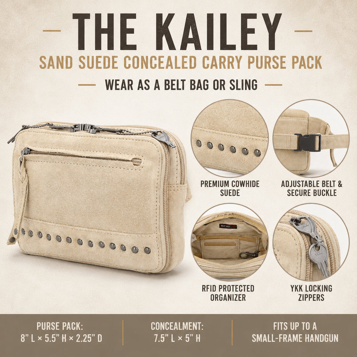 Concealed Carry Kailey Leather Purse Pack by Lady Conceal