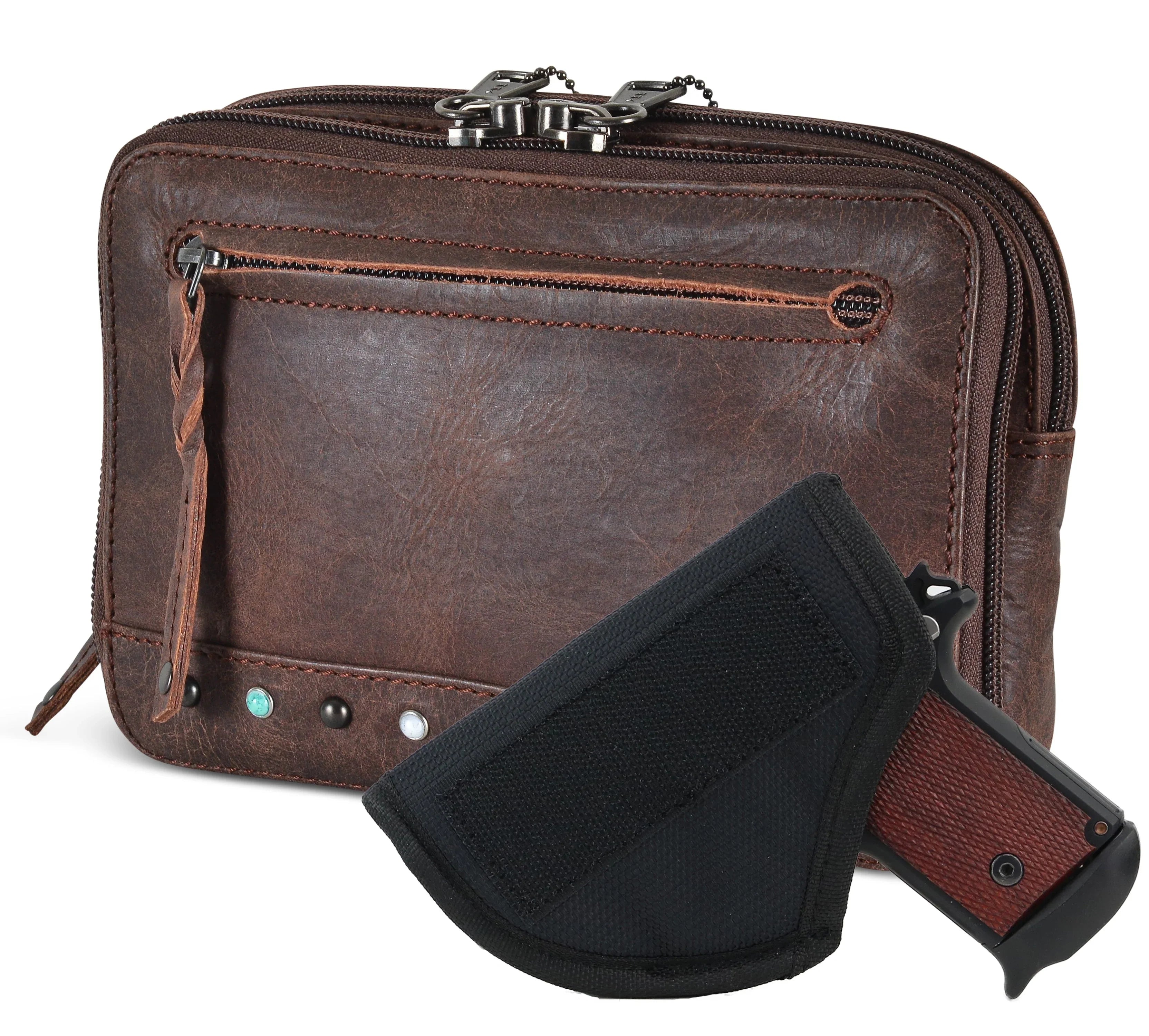 Concealed Carry Kailey Leather Purse Pack by Lady Conceal - Rounded by Concealment Express