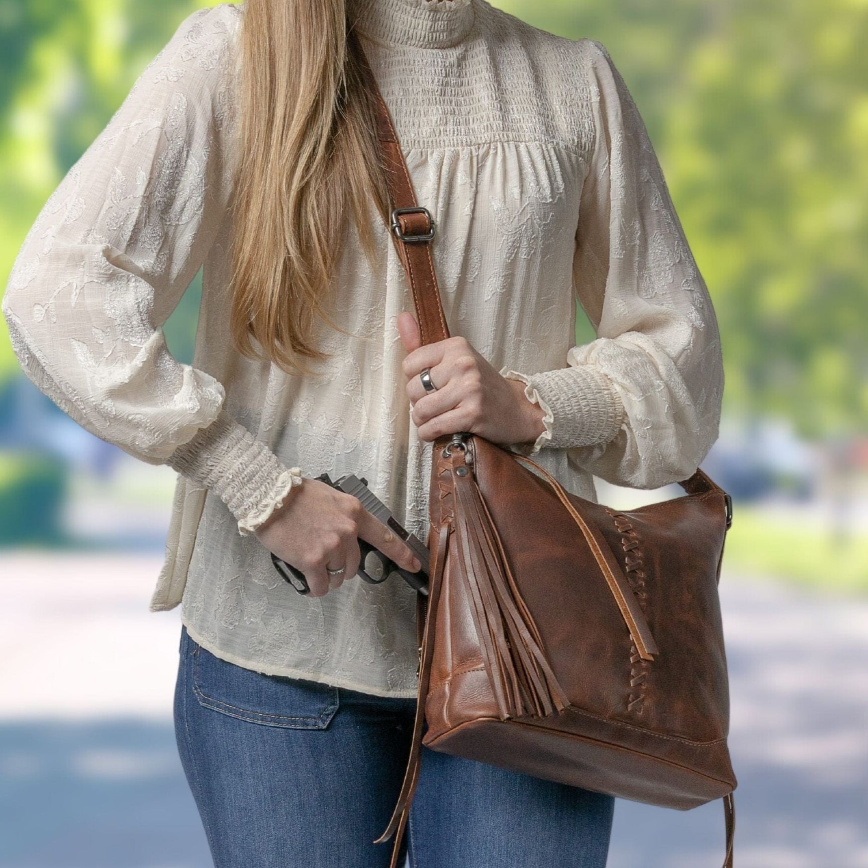 Concealed Carry Purse Blake Leather Crossbody by Lady Conceal - Rounded by Concealment Express
