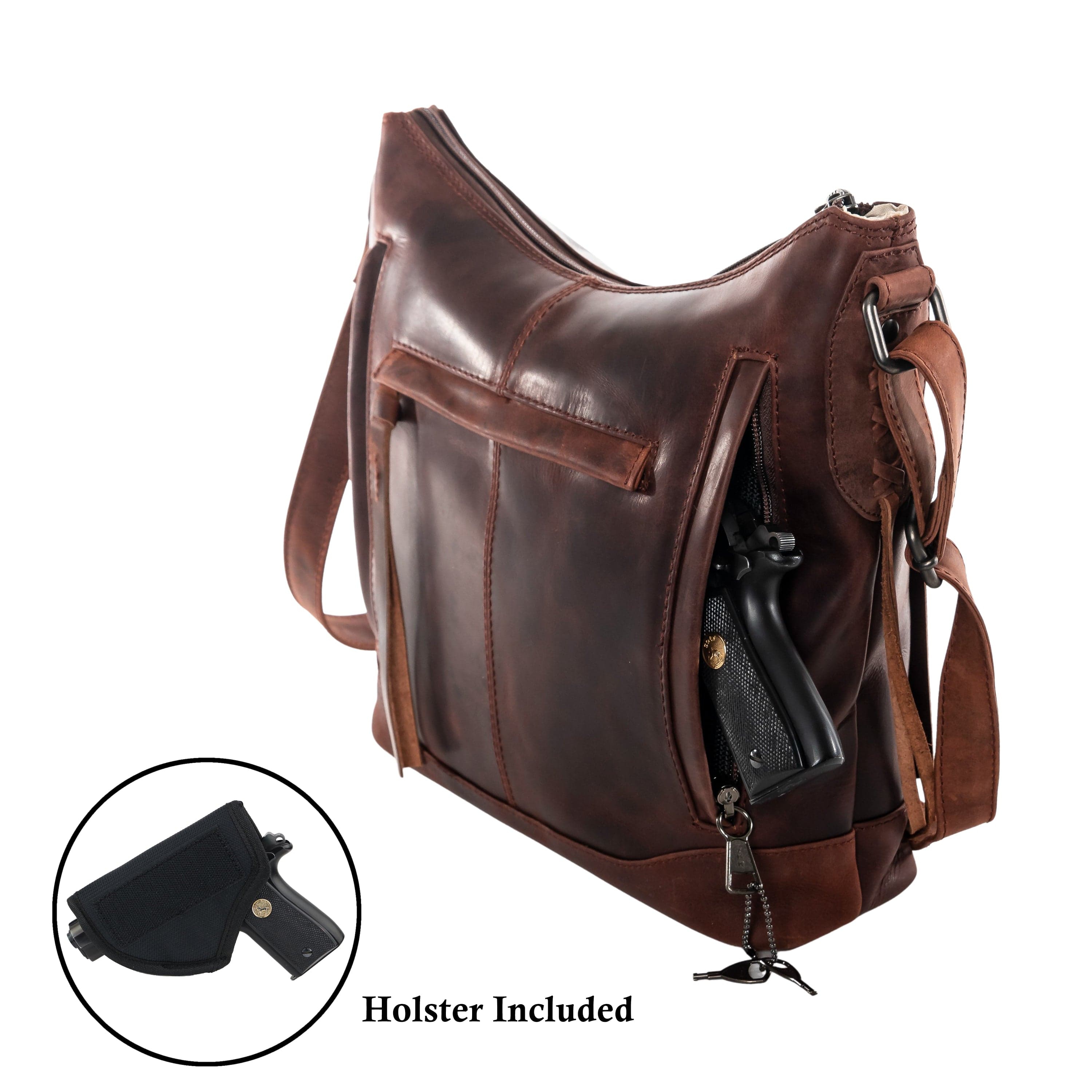 Concealed Carry Purse Blake Leather Crossbody by Lady Conceal - Rounded by Concealment Express