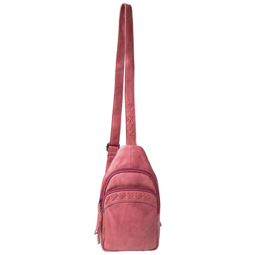 Concealed Carry Unisex Taylor Sling Leather Backpack by Lady Conceal