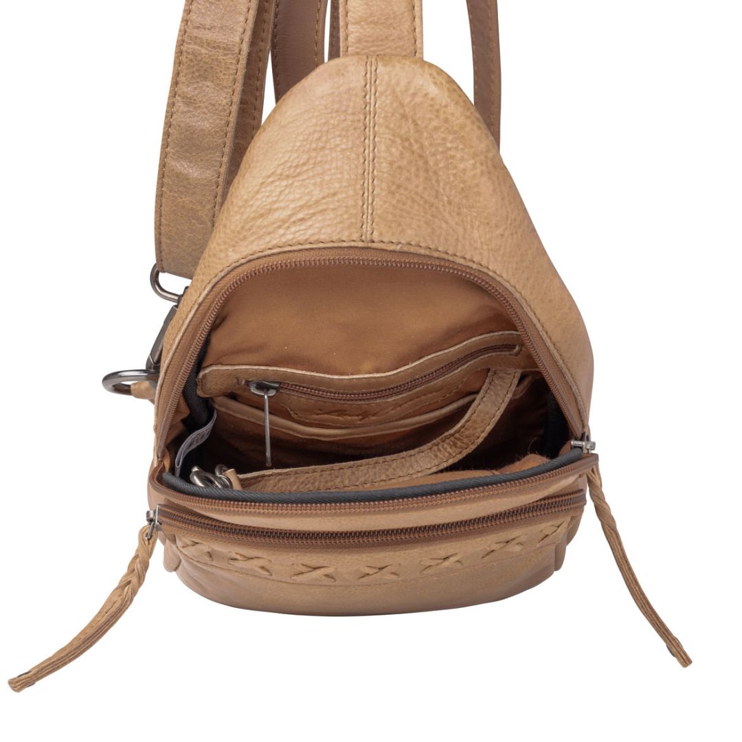 Buy Concealed Carry Unisex Taylor Sling Leather Backpack by Lady