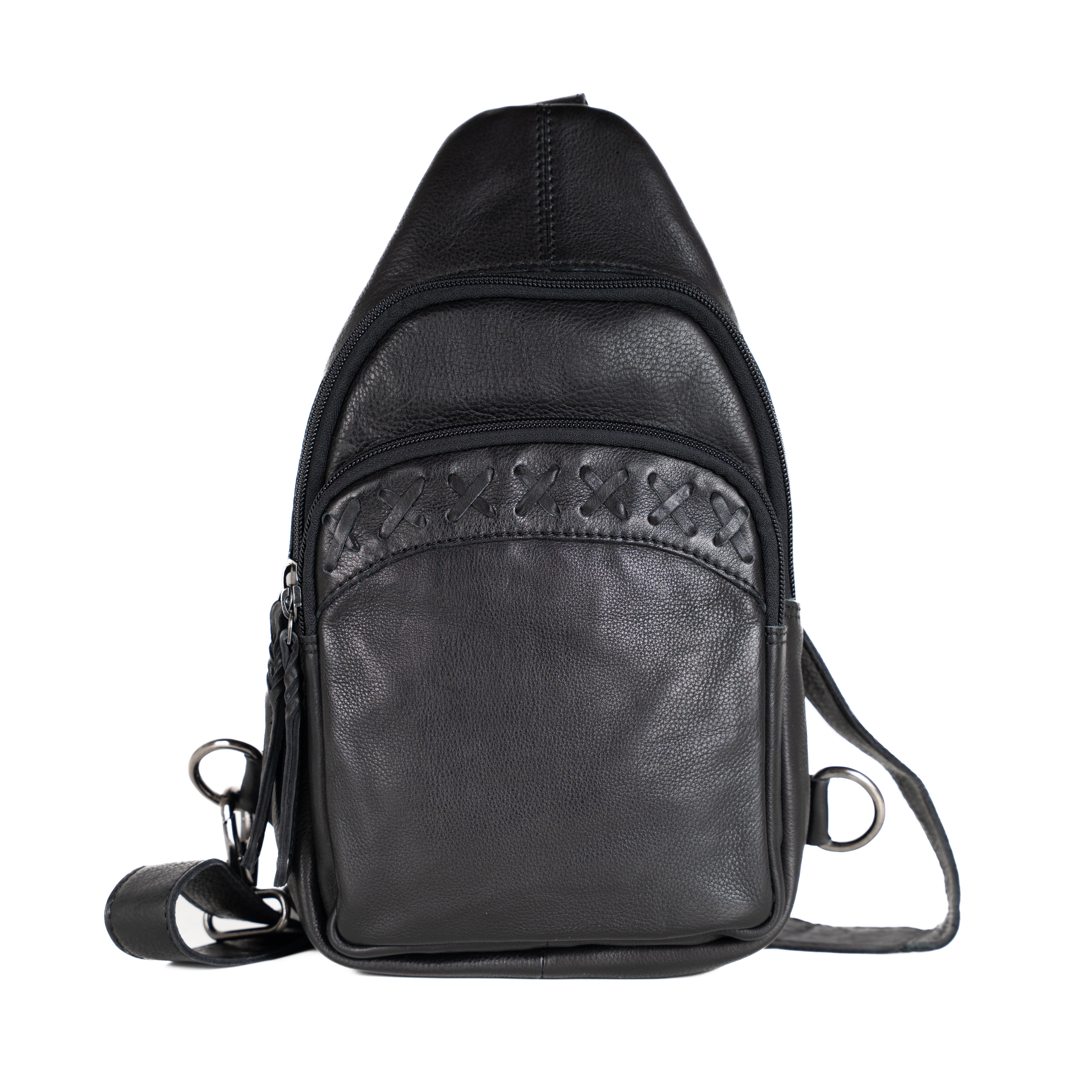 Concealed Carry Unisex Taylor Sling Leather Backpack by Lady Conceal