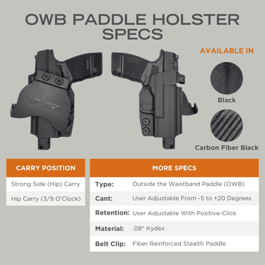 Rounded OWB Paddle Holster Specs