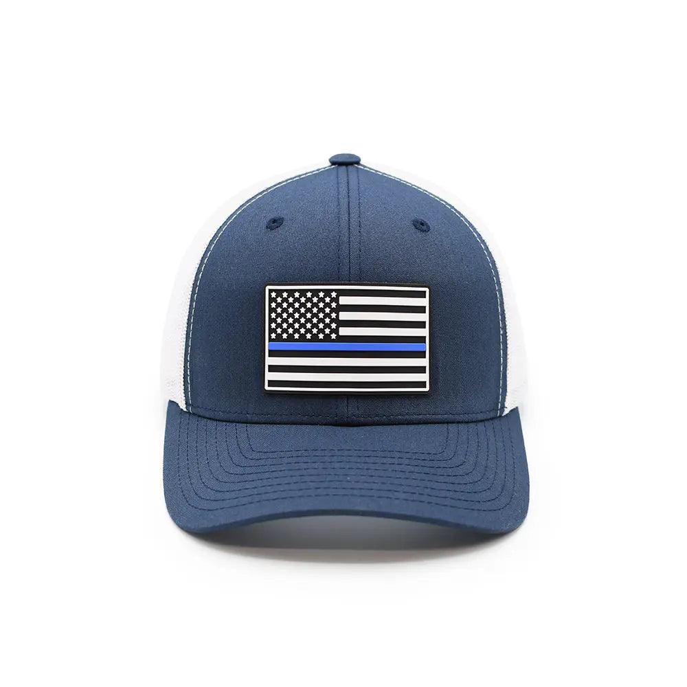 Thin Blue Line Flag PVC Patch Hat - Rounded by Concealment Express