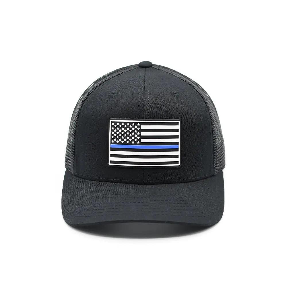 Thin Blue Line Flag PVC Patch Hat - Rounded by Concealment Express