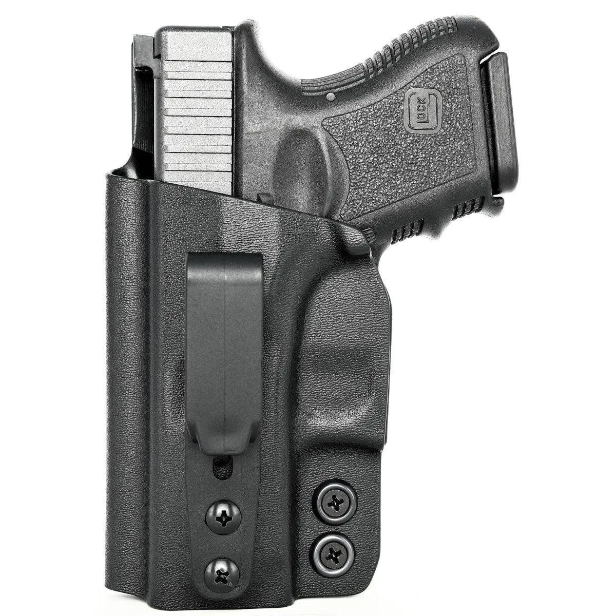 Glock 26 / 27 / 33 (Gen 1-5) Tuckable IWB Kydex Holster Black / Right Hand (w/Full Sweatguard), image size:1200x1200