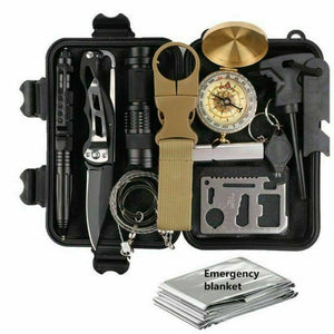 14 in 1 Outdoor Emergency Survival And Safety Gear Kit Camping Tactical Tools SOS EDC Case - Rounded by Concealment Express